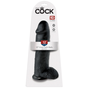 Dildo King Cock with Balls Black 12″
