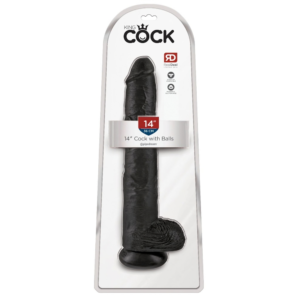 Dildo King Cock with Balls 14” Dark